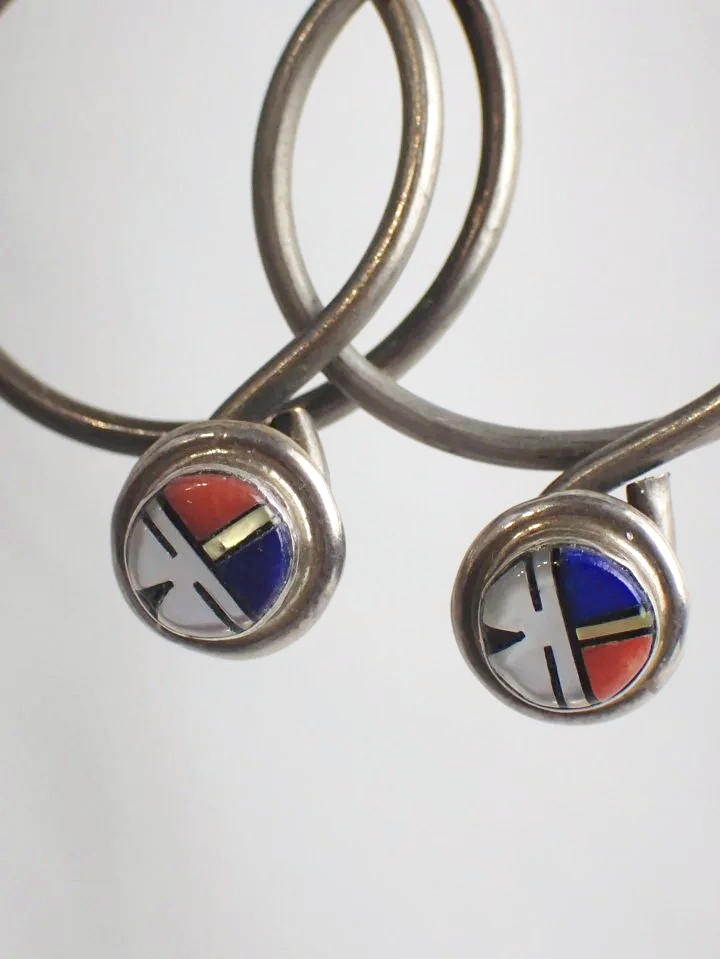 925 Silver Zuni Artist Patty Edaakie Pueblo Of Zuni Sun-face Stud Earrings