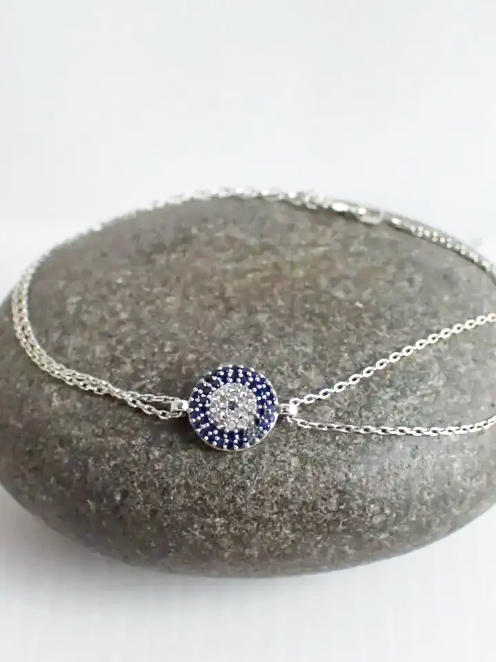 925 Silver Delicate Protection Eye Adjustable Bracelet