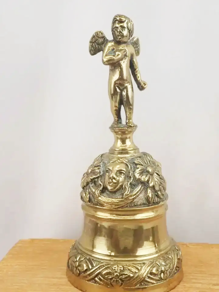 Solid Brass Winged Cherub Tabletop Dinner Bell