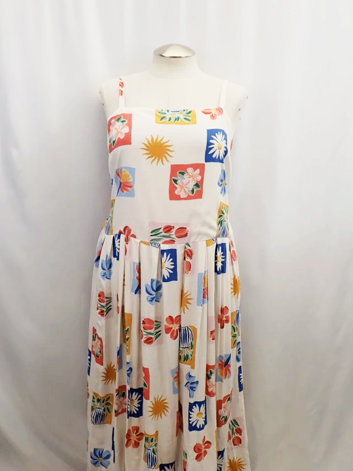 (NEW) Linen Luv Rayon & Linen Blend Floral Print Belle Maxi Dress (16)