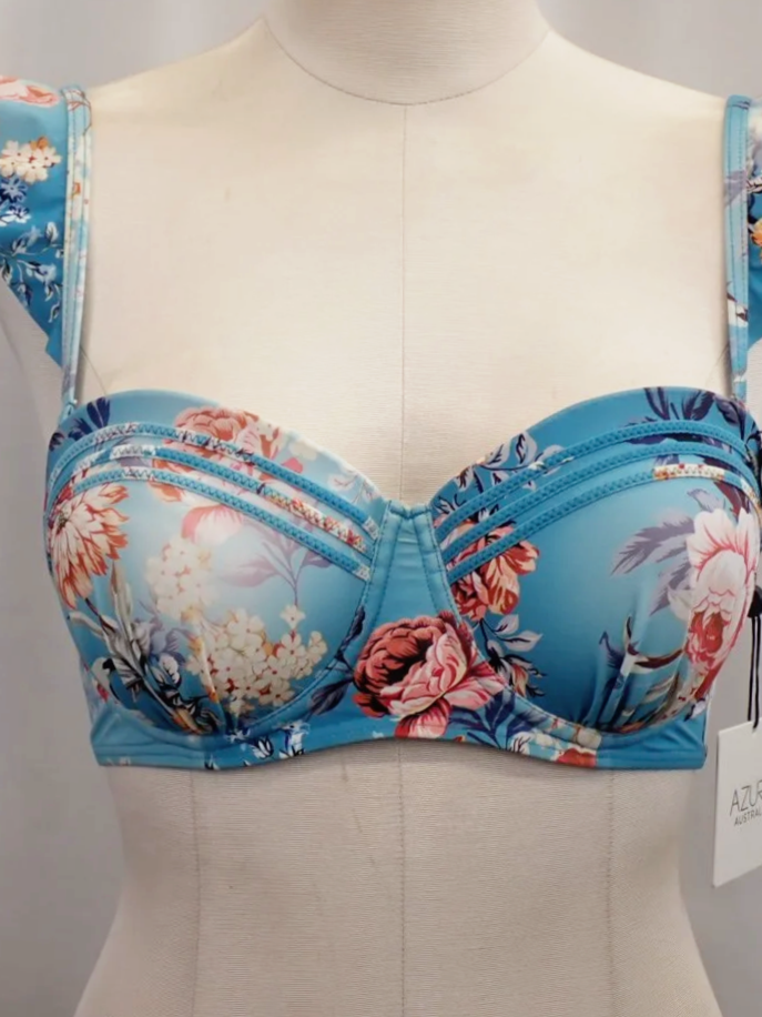(NEW) Azura Australia Blue Floral Bikini Top (D)