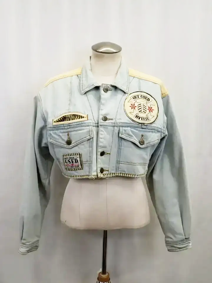 Vintage Get Used by Elie Cotton Patchwork Cropped Denin Jacket (M)