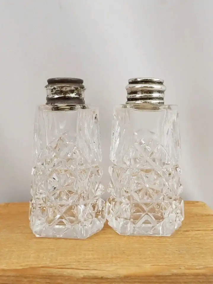 Vintage Button Top Sterling Stamped Salt And Pepper