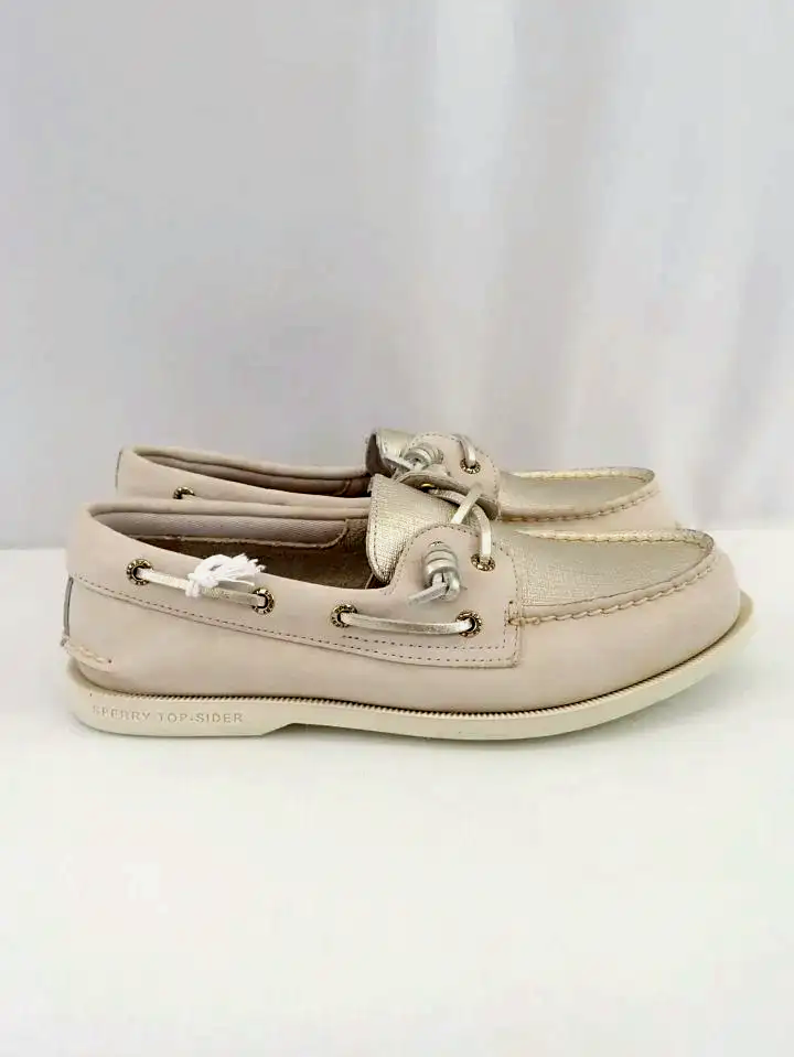 (NEW) Sperry Leather Top Sider Coast Fish Metallic Finish Boat Shoes (7.5)