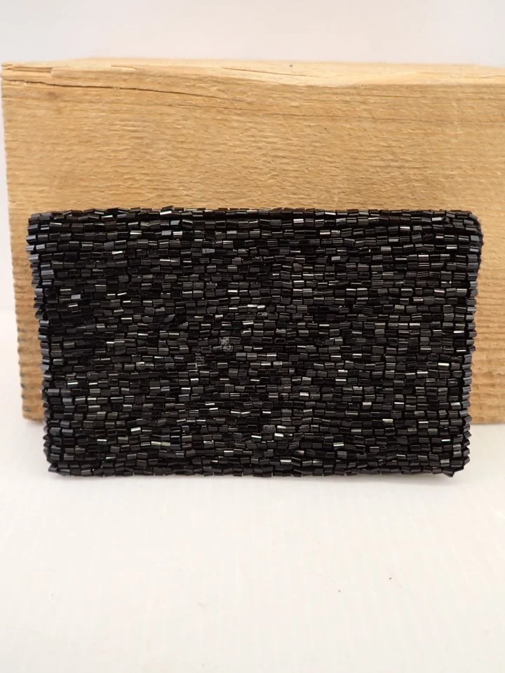Sassy Black Seed Beaded Card Holder