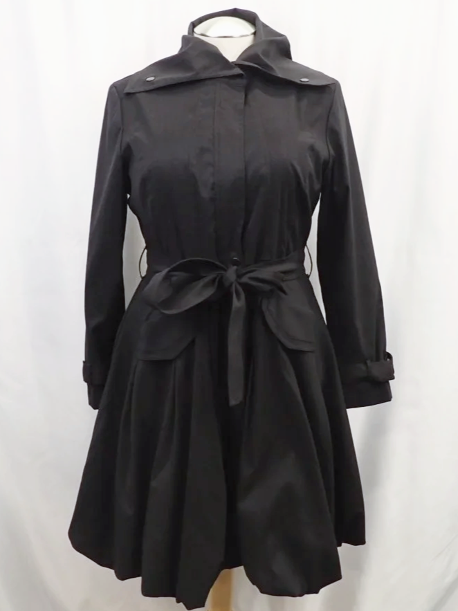 Samuel Dong Black Bubble Trench Dress Coat (L)