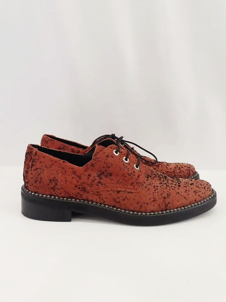 Miista London Suede Leather Studded Adelaide Oxford Lace-Up Shoes (10)