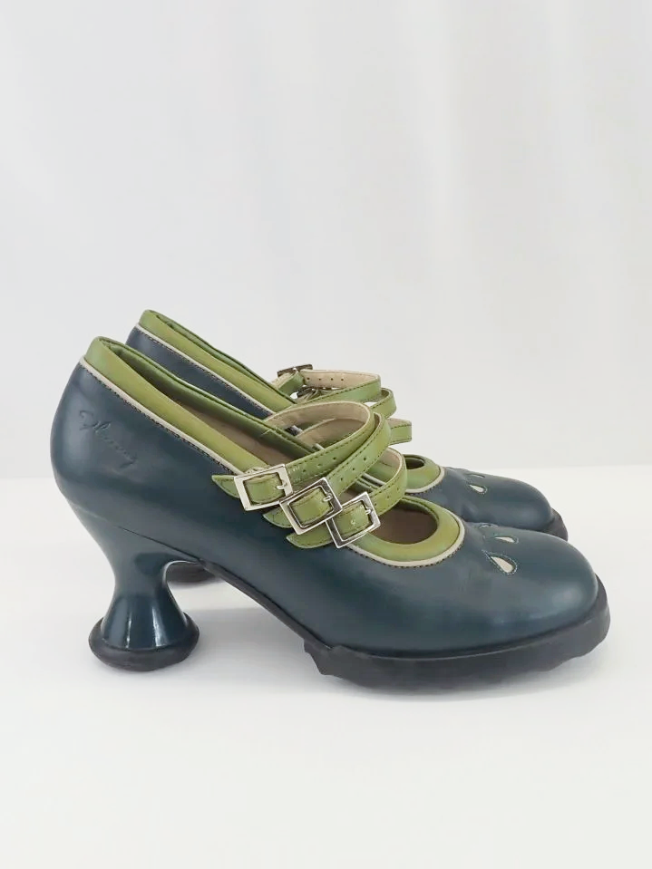 John Fluevog Leather Upper Olive And Beige Mini Masarek Mary Jane Shoes (11)