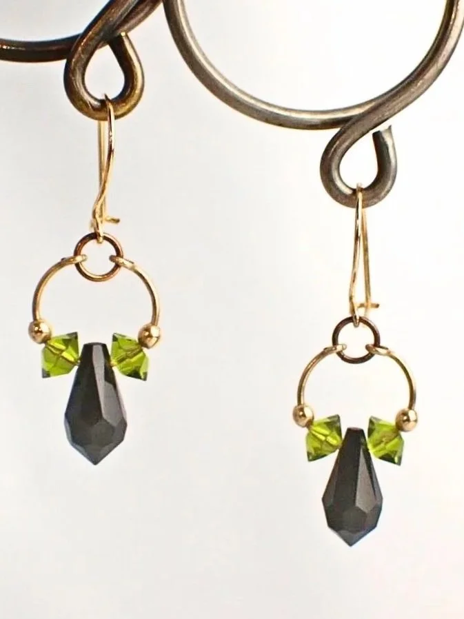 14K Gold Filled Victorian Style Dangly Earrings