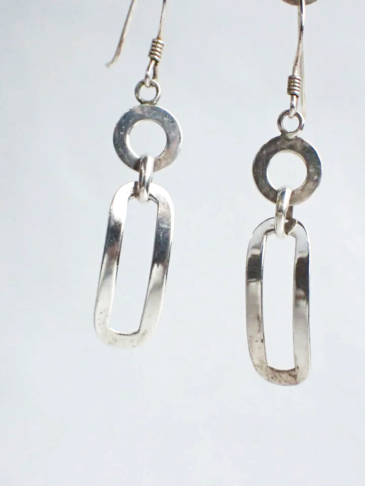 925 Silver Paperclip Style Dangle Earrings