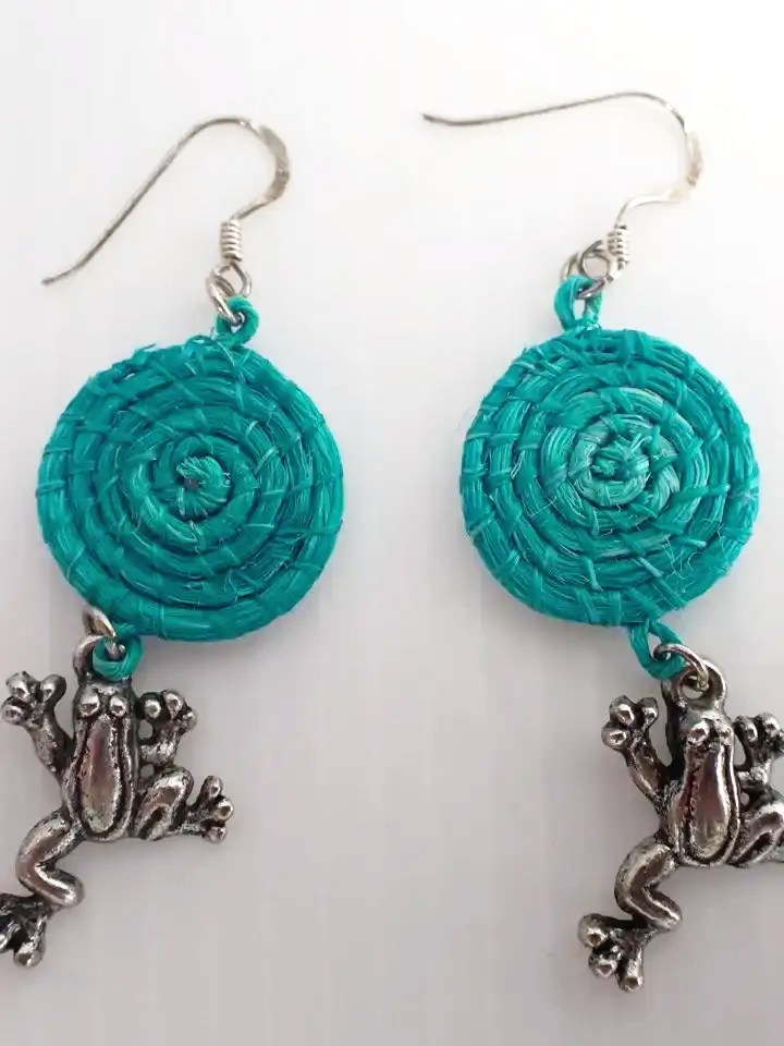 925 Silver Shepherd Hook With Leaping Frog Earrings