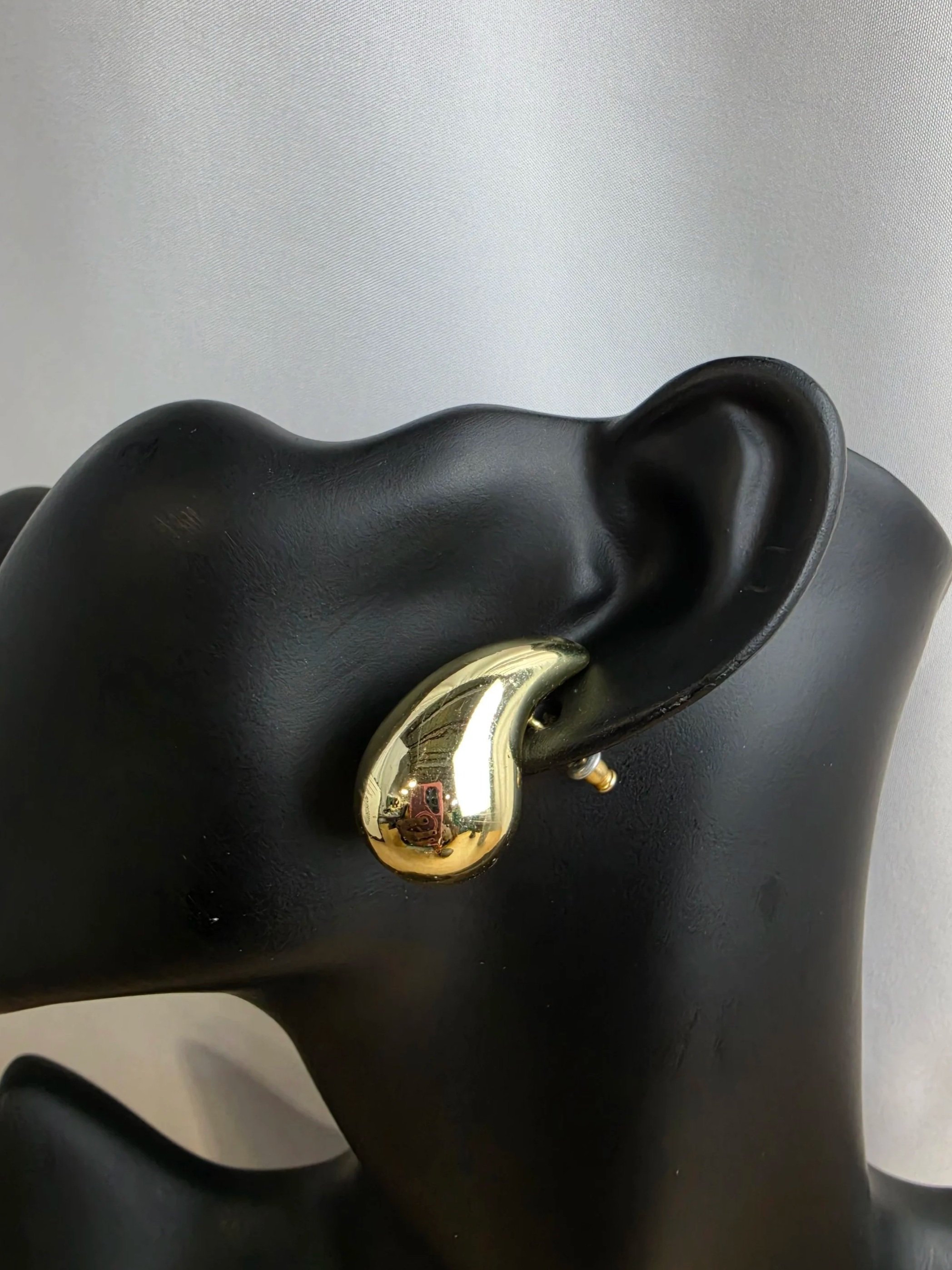 925 Silver Stud Gold Tone Extra Large Teardrop Earrings