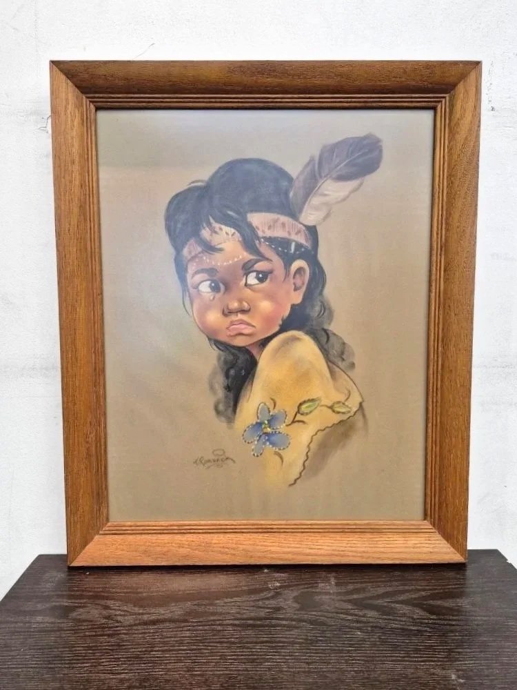 Vintage Roger Romanick Young Indigenous Boy Lithograph