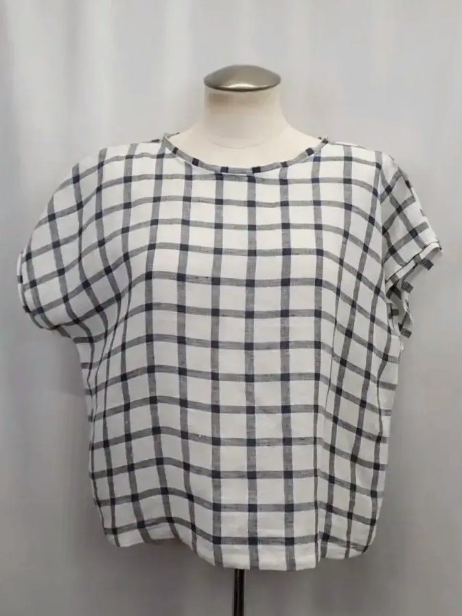 Nomi Linen White & Black Checked Shirt (M)