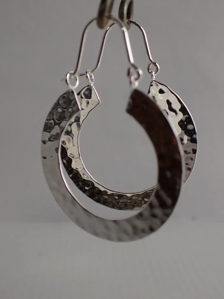 Glee Hammered Finish Hypoallergenic Hinged Hoop Earrings
