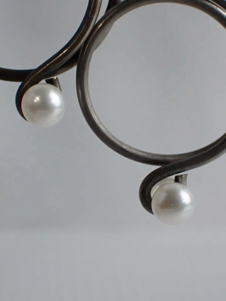 10K Gold Backed Pearl Style Stud Earrings