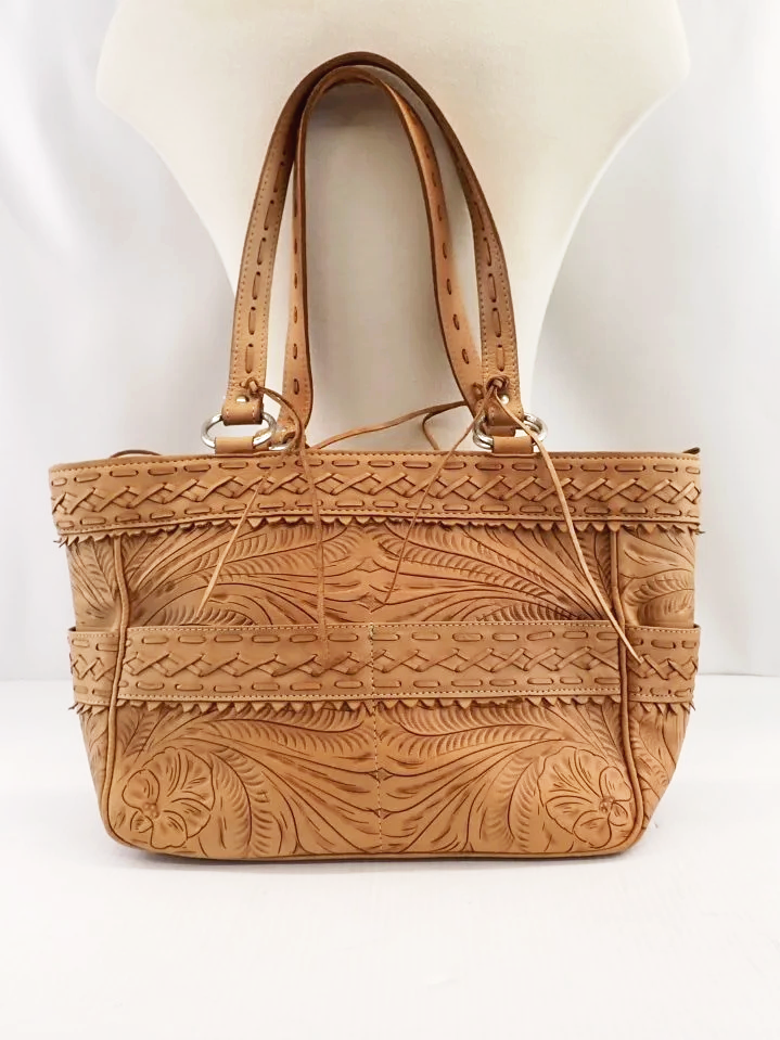 American West Leather Floral Pattern Tote Bag