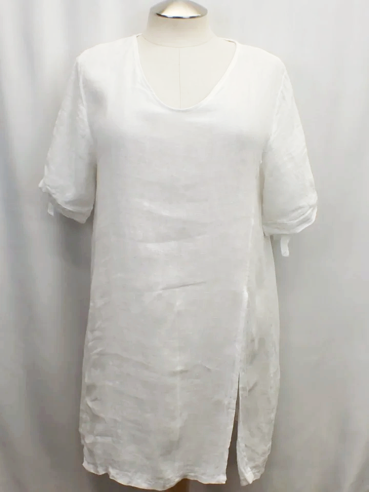 Ravello Linen White Short Sleeve Top (M)