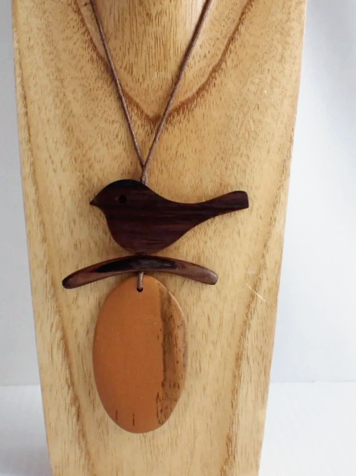 Suzie Blue Bird on Wooden Branch Necklace