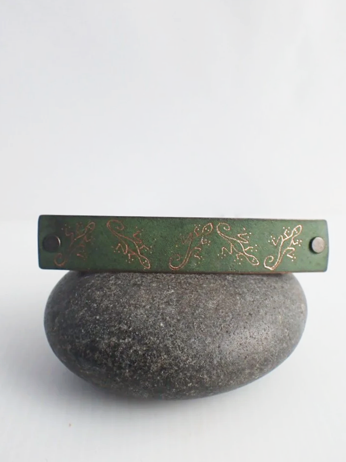 Made in France Copper Etched Salamander Hair Clip