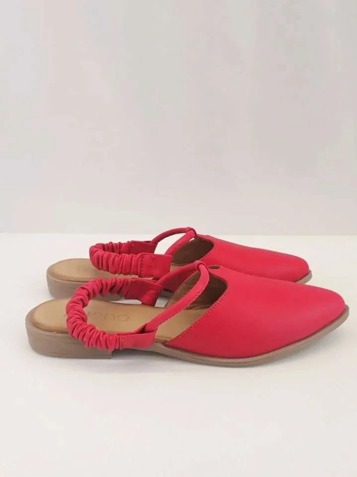 Bueno Leather Upper Fuschia Pink Pointed Toe Slingback Sandals (37)