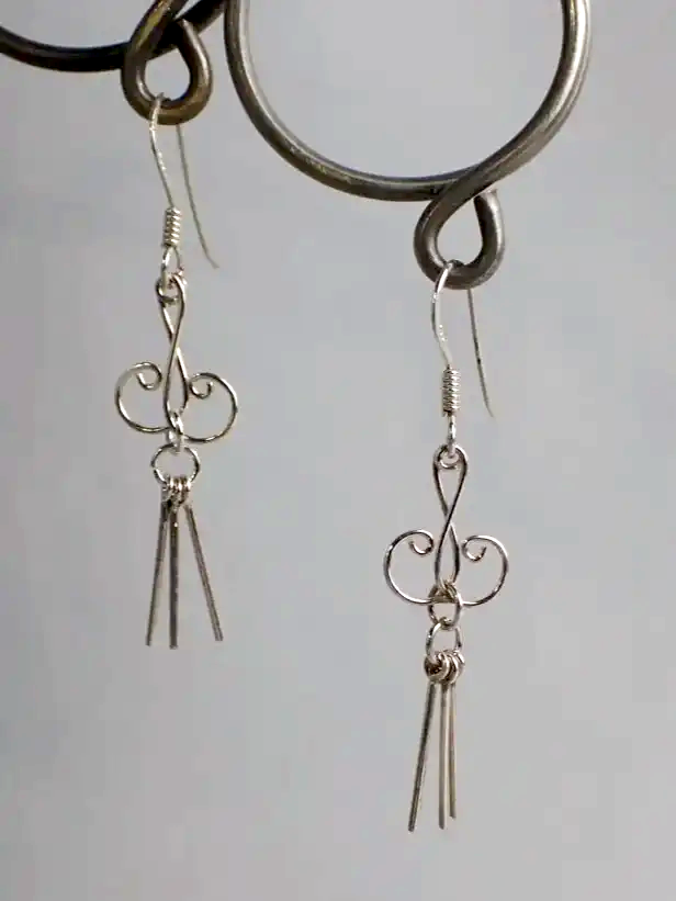 Sterling Silver Pacific Rim Art Scroll And Dangle Earrings