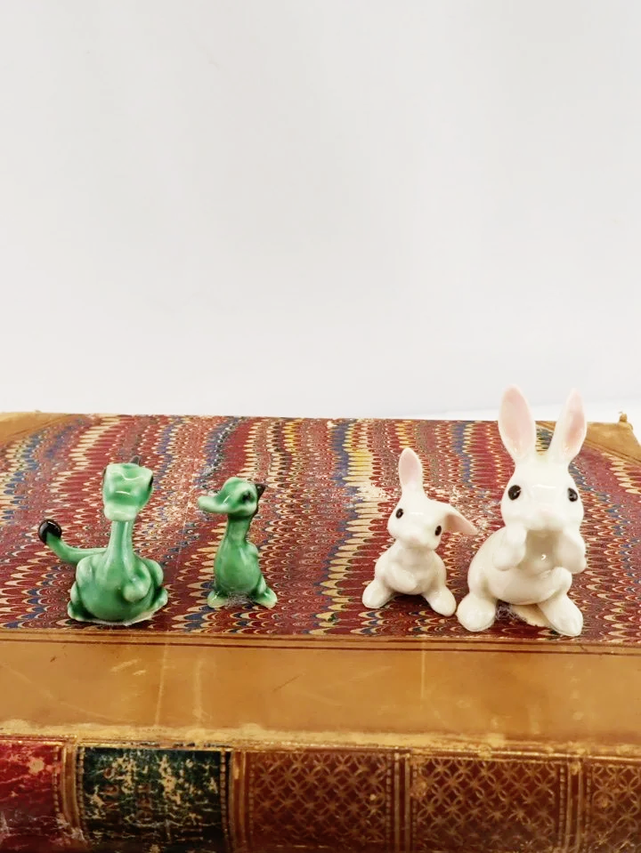 Hagen Renaker Style Miniature Dragon & Rabbit Figurines