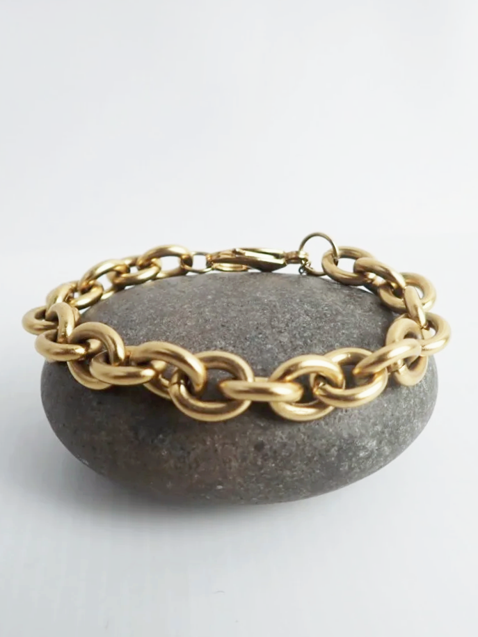 Heh Harper Gold Plated Waterproof Chunky Oval Bracelet