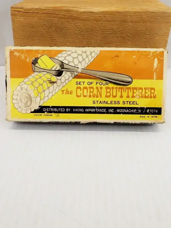 Vintage Made in Japan Stainless Steel Corn Butterers in Original Box