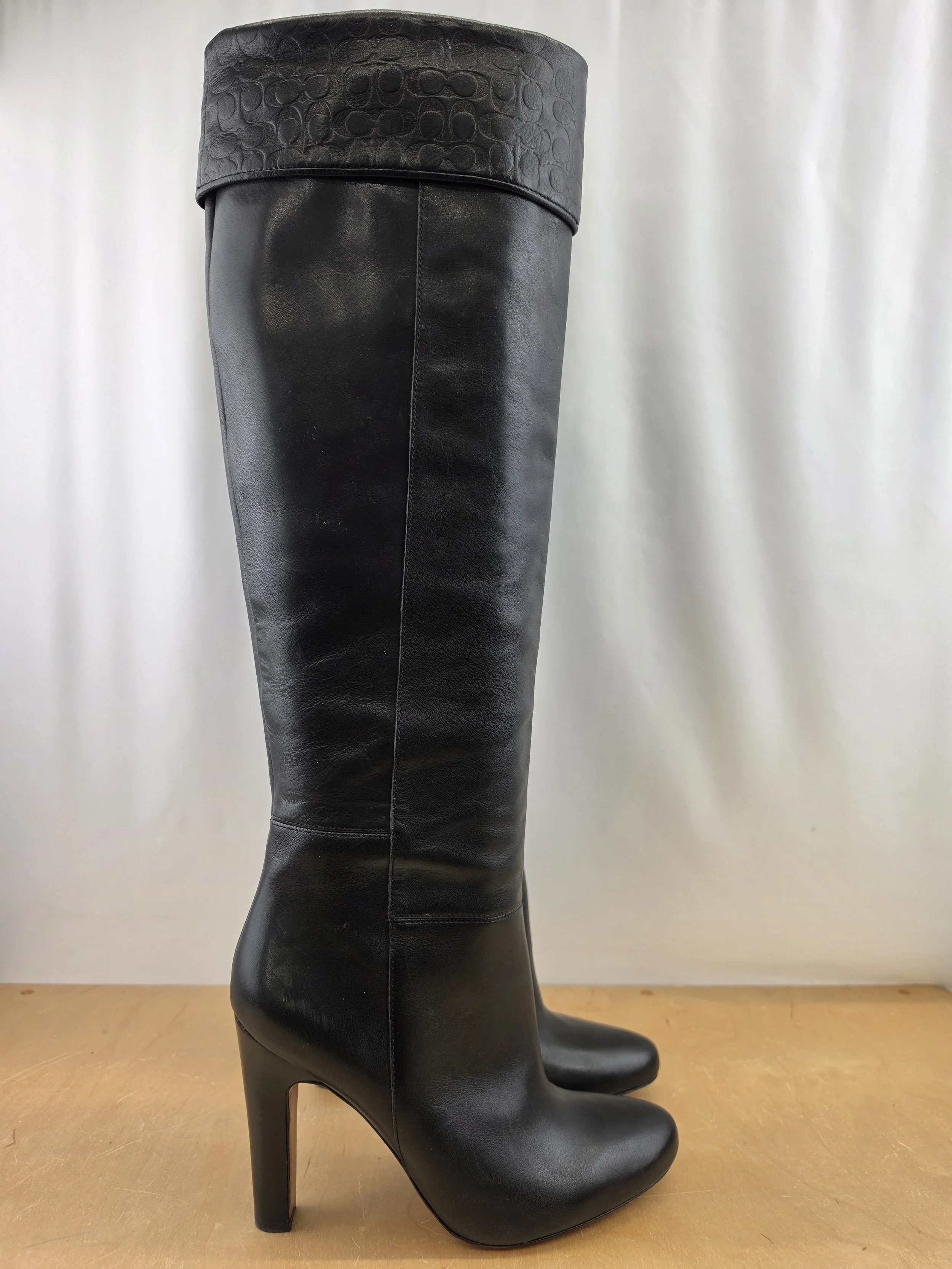 Coach Leather Black Robyn Calf Knee High Boots (8)
