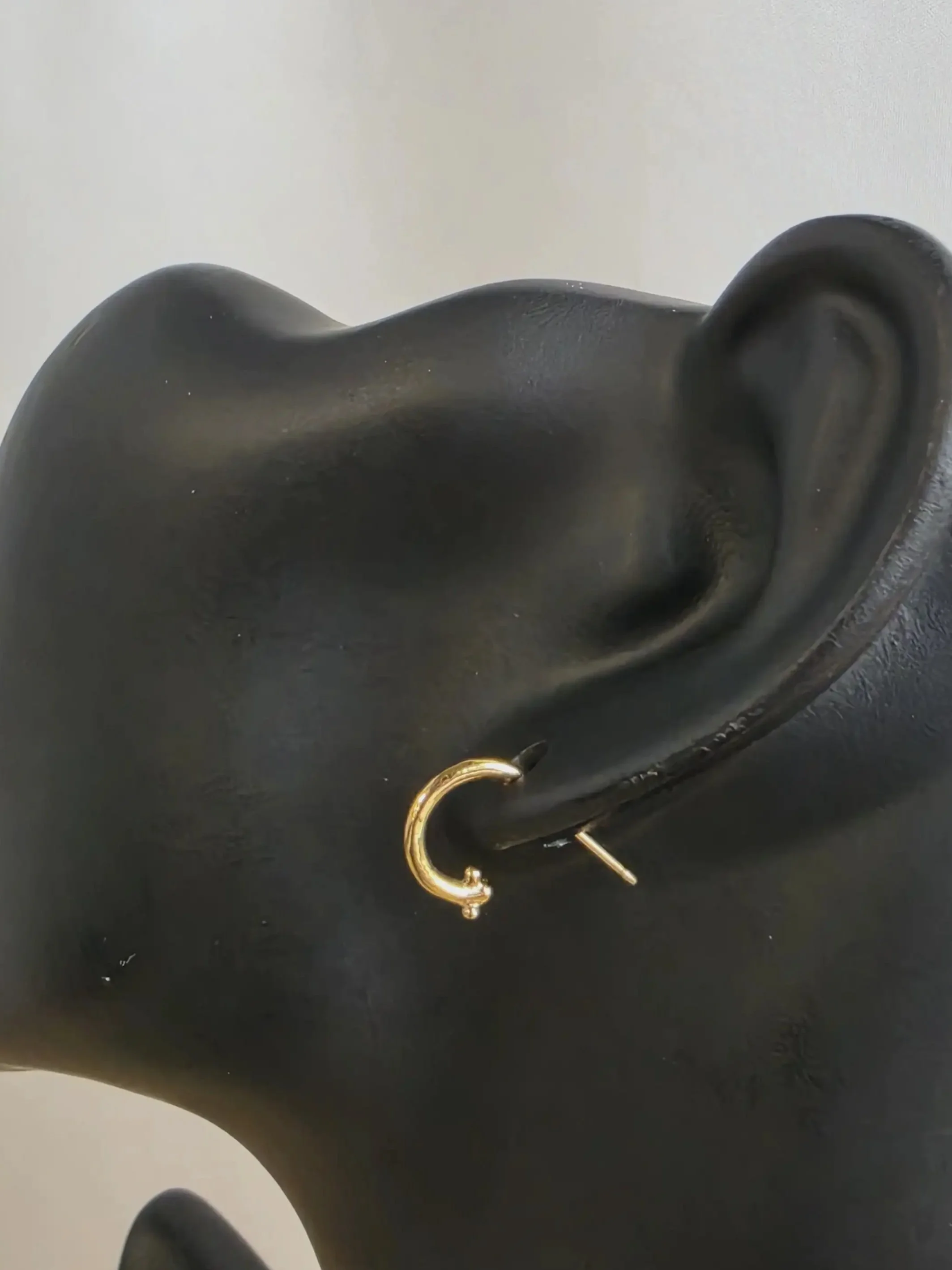 14K Gold Ball Stop Accented Half Hoop Stud Earrings