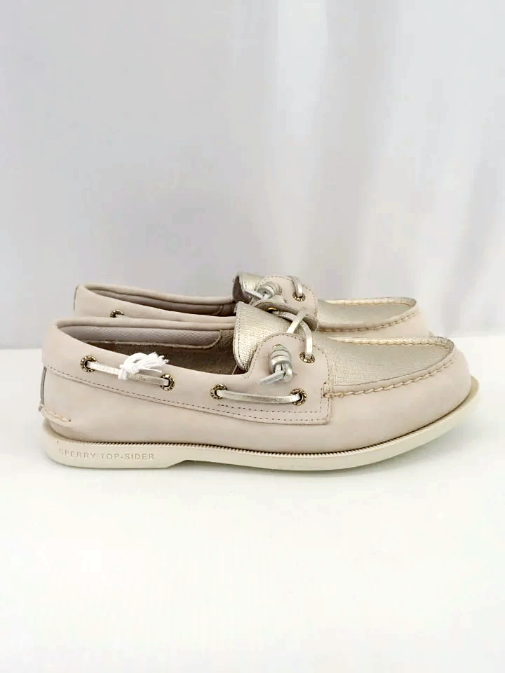 (NEW) Sperry Leather Top Sider Coasst Fish Metallic Finish Boat Shoes (7.5)