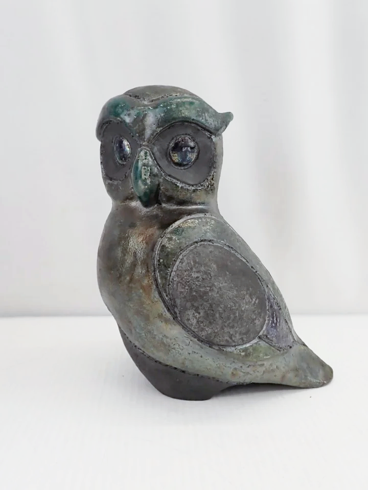 Brien Foerster Vintage 1989 Raku Pottery Wise Owl Sculpture