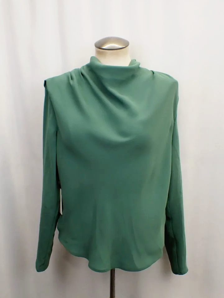 (NEW) Babaton Forest Green Carter Long Sleeve Blouse (2XS)