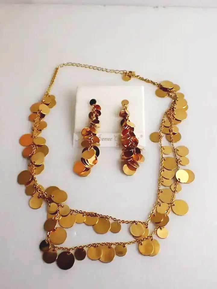 14K Gold Post Fifth Avenue "Go! Go! Go!" Collection Necklace and Earrings