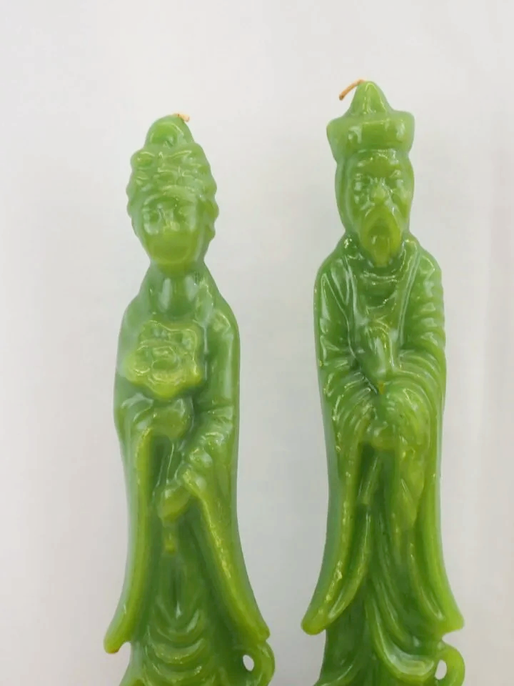 Vintage Hong Kong Jade Green Ming Ceremonial Candles