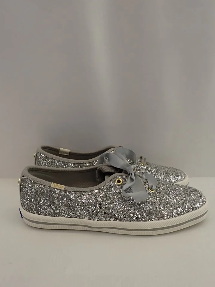 Keds x Kate Spade Champion Silver Glitter Sneakers (5.5