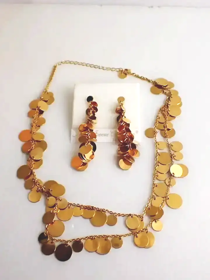 14K Gold Post Fifth Avenue "Go! Go! Go!" Collection Necklace and Earrings