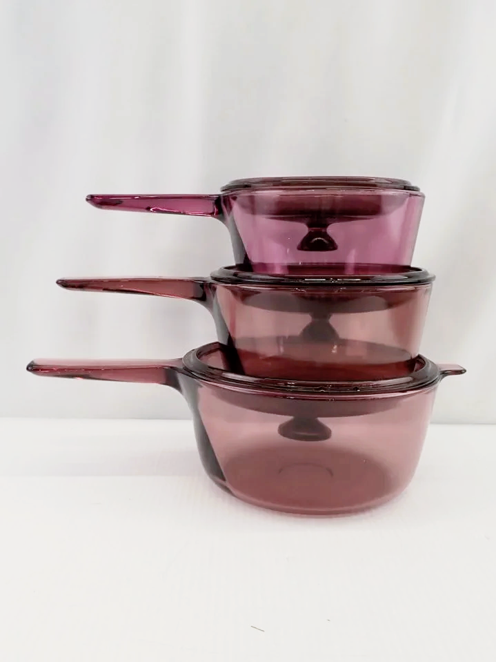 (NEW) Cranberry Corning Pryex Vision 6pieces Saucepan Set