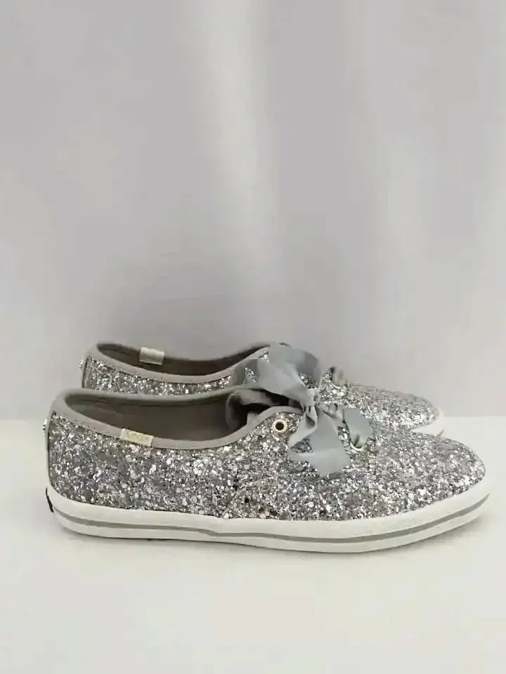 Keds x Kate Spade Champion Silver Glitter Sneakers (5.5