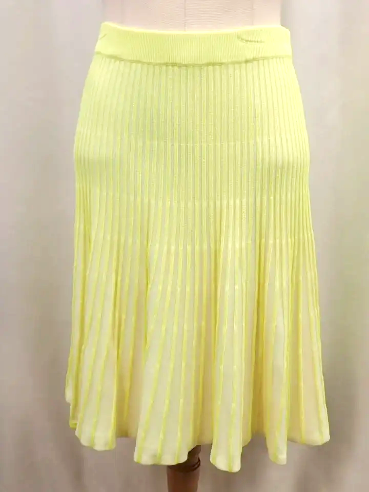 Katherine Rayon Blend Neon Yellow A-Line Skirt (S)