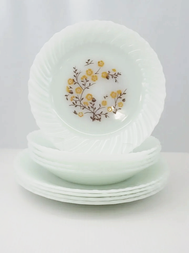 Vintage Termocrisa Floral Harvest Mexico Milk Glass