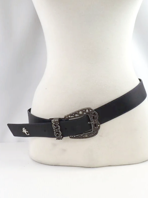 Versace Jean Couture Leather Black Studded Belt