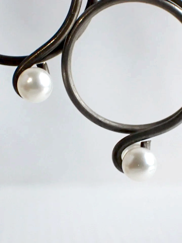 10K Gold Backed Pearl Style Stud Earrings