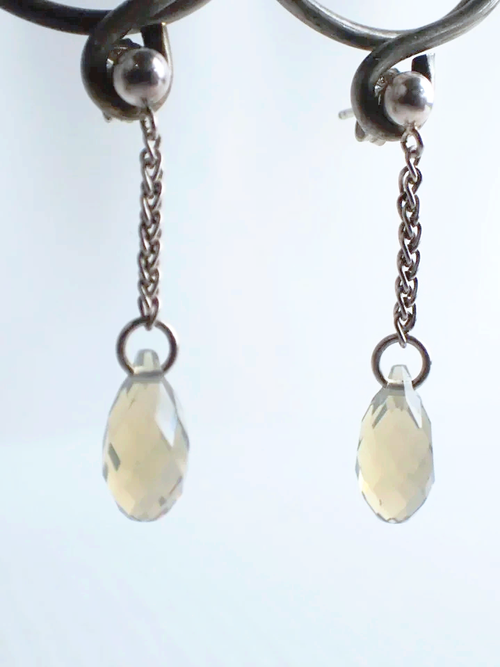 925 Silver Water Drop Chain Earrings