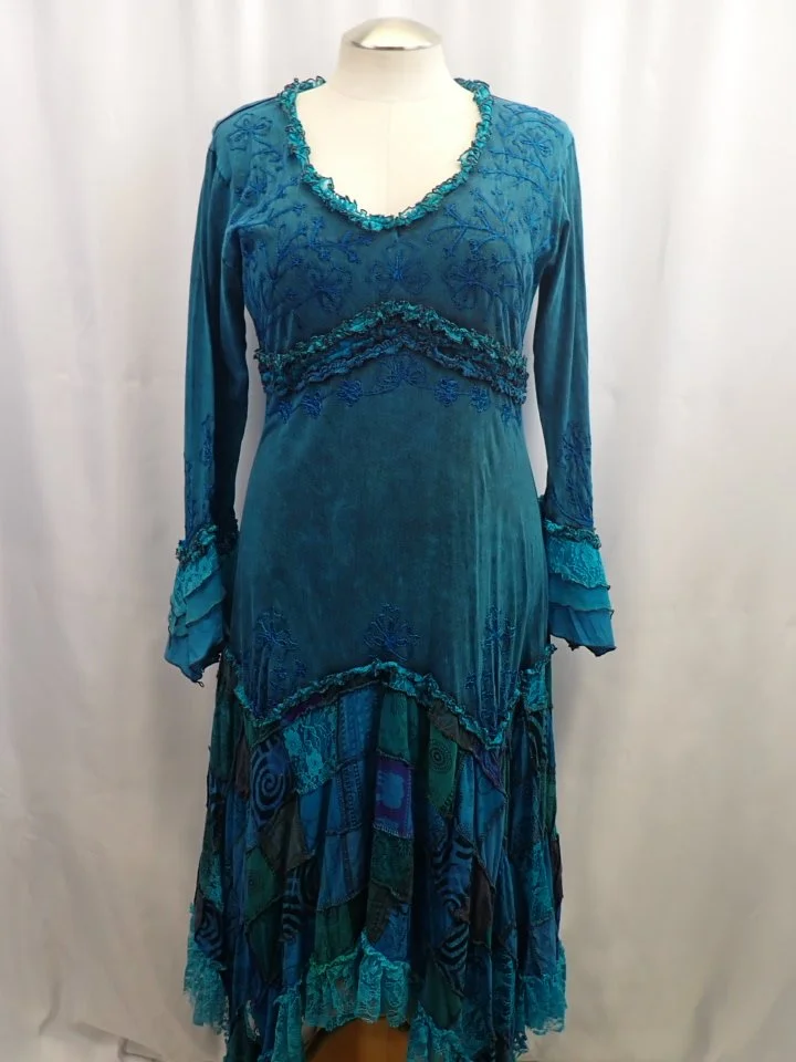 (NEW) Wicked Dragon Clothing Lacy Embroidered Patchwork Maxi Dress (L/XL)