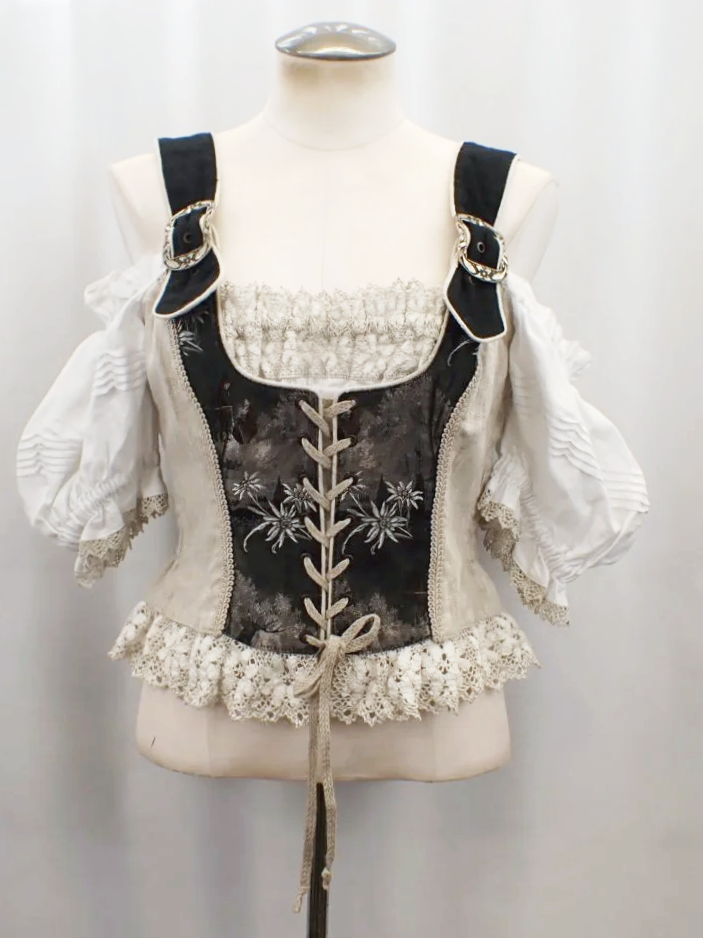 Country Line Linen & Cotton Blend Vintage Bavarian Bodice Corset (38)