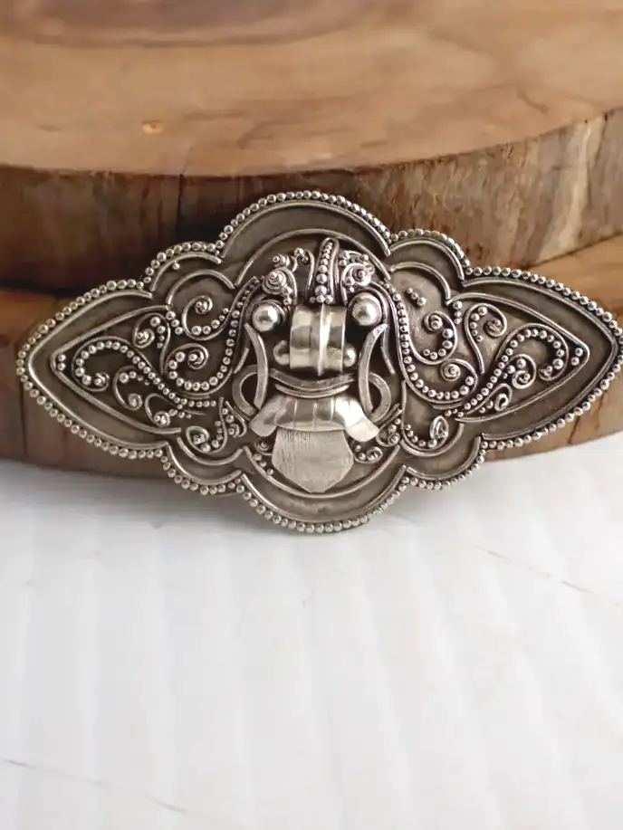 925 Silver Balinese Style Filigree Scroll Pin