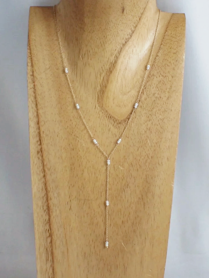 14K Gold Delicate Lariat Necklace