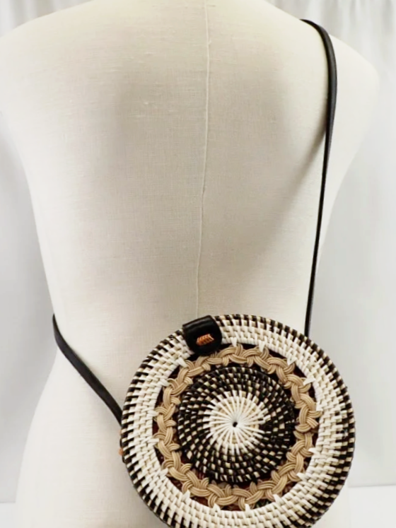 Handwoven Rattan Crossbody Bag